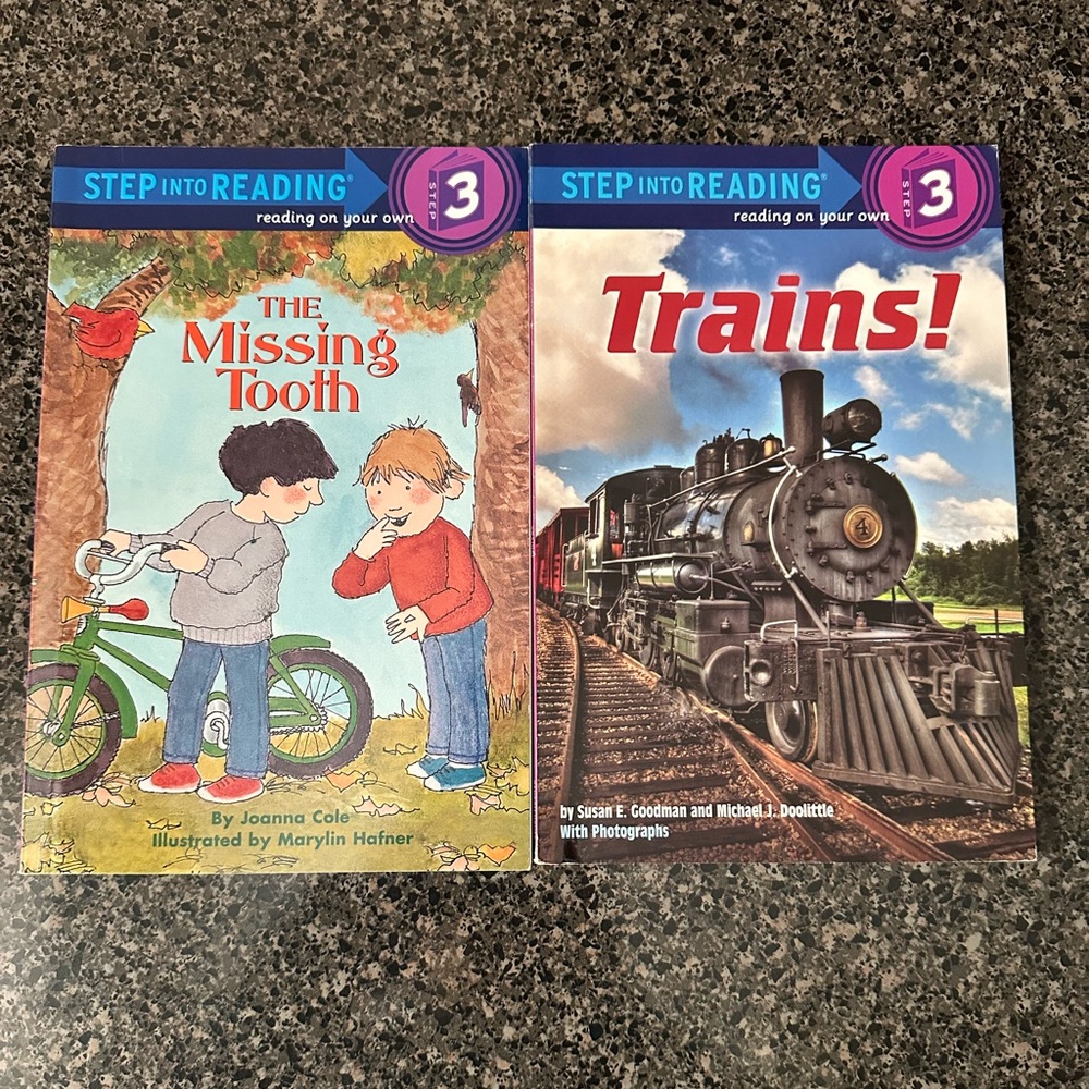 Step Into Reading Level 3 Book Bundle The Missing Tooth & Trains